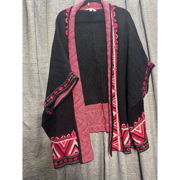 The Pioneer Woman Poncho Aztec Print Cardigan‎ Sweater Shawl Pink Black Size XXL - Picture 1 of 6